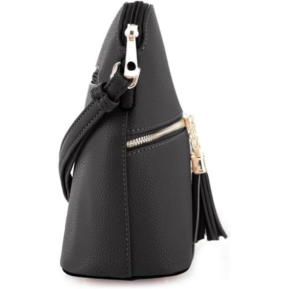 Lightweight Medium Dome Crossbody Bag Shoulder Bag with Tassel adjustable Strap - Picture 4 of 6